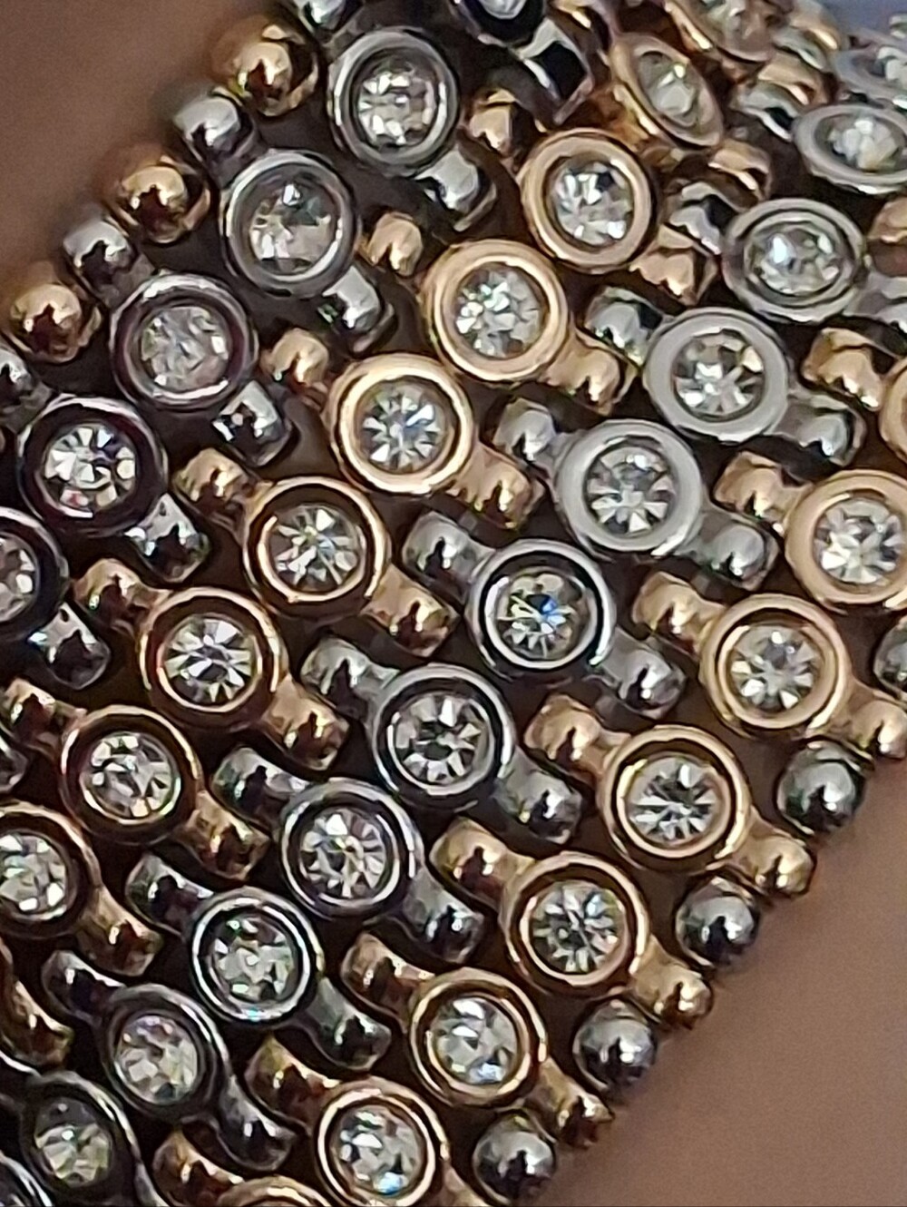 White House Black Market Gold-Tone And Silvertone Crystal Stretch Bracelet - Picture 4 of 16